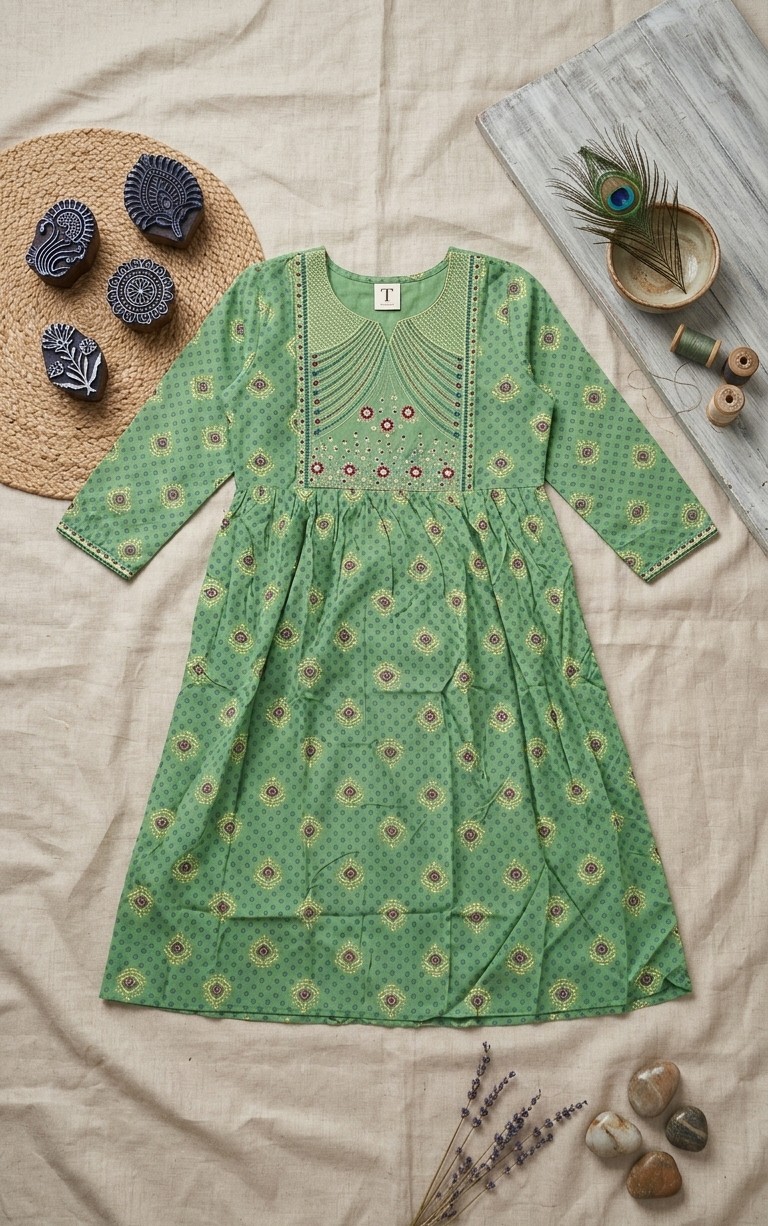 Anarkali - Green Color