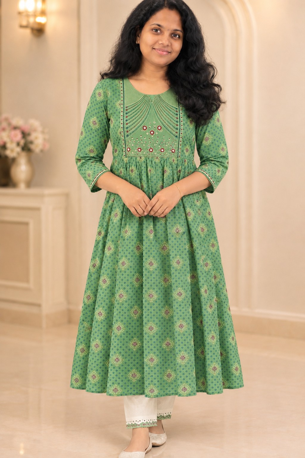 Anarkali - Green Color
