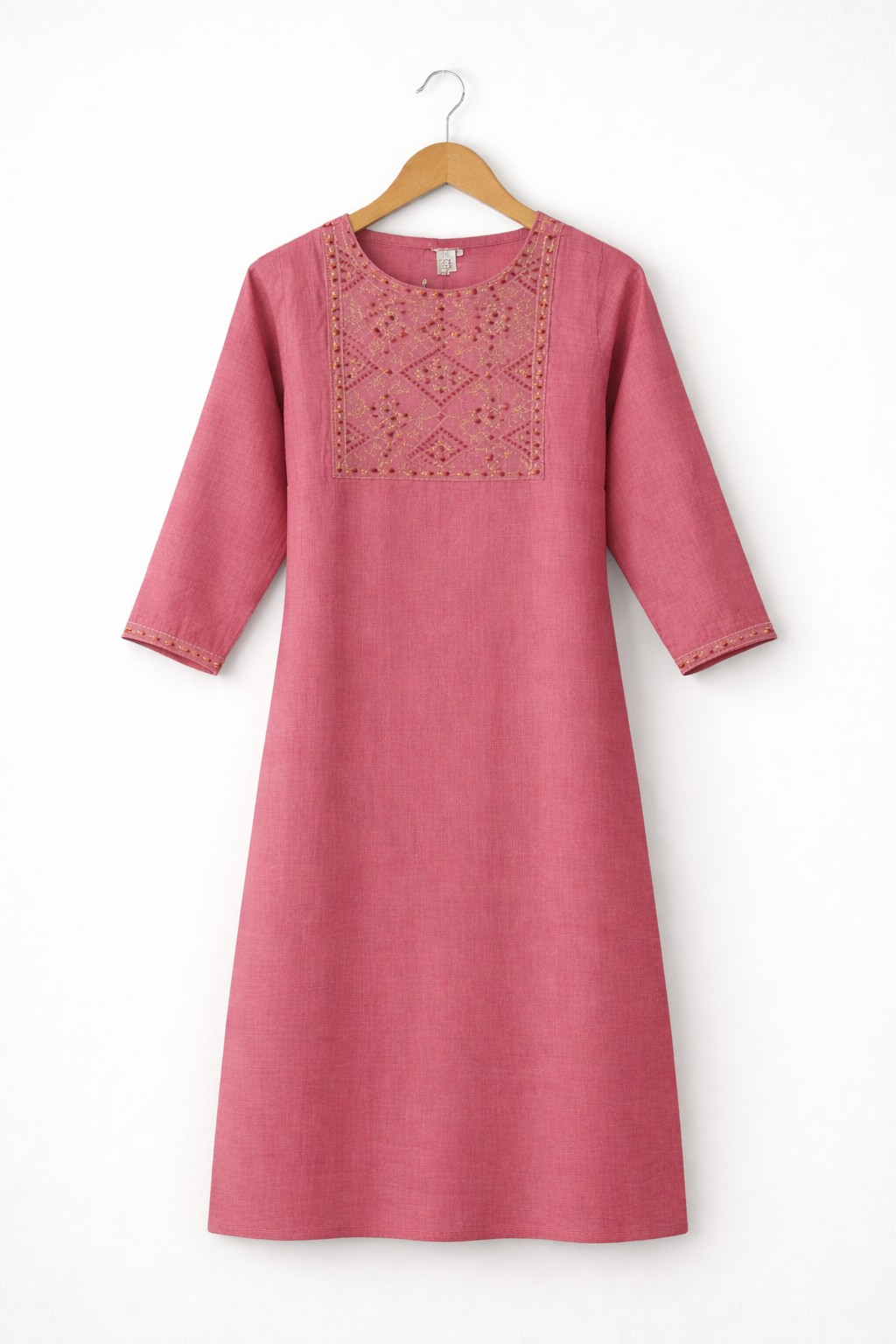 Premium vatican silk kurti fabric , straight cut - Rose Color