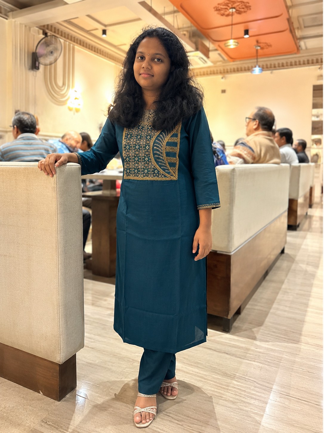 Premium vatican silk kurti fabric , straight cut - Green color